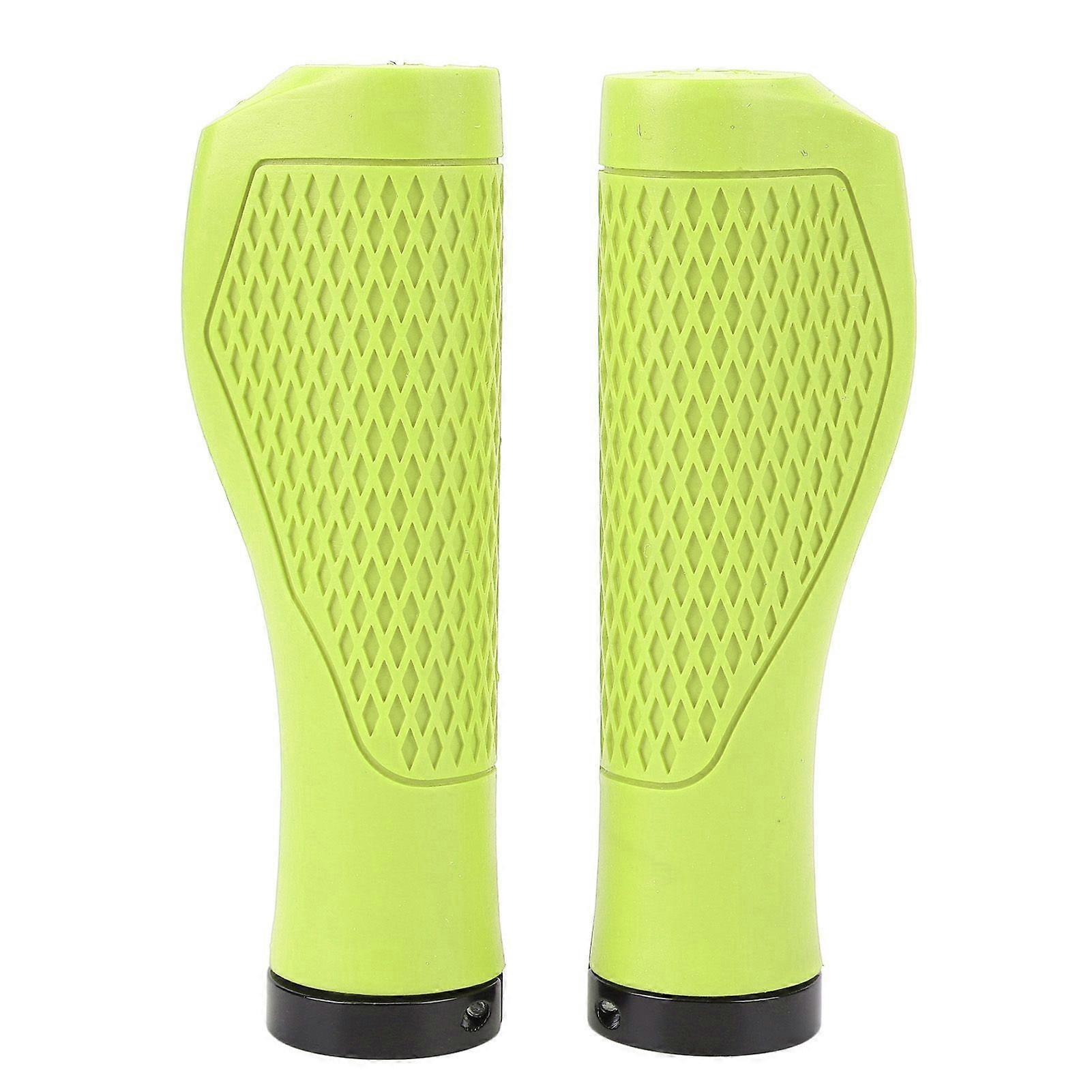Pair of Cycling Handlebar Grips Rubber Anti Slip Shock Absorbing Ergonomic Cycle Locking Handle Grips GreenyellowYMQX)
