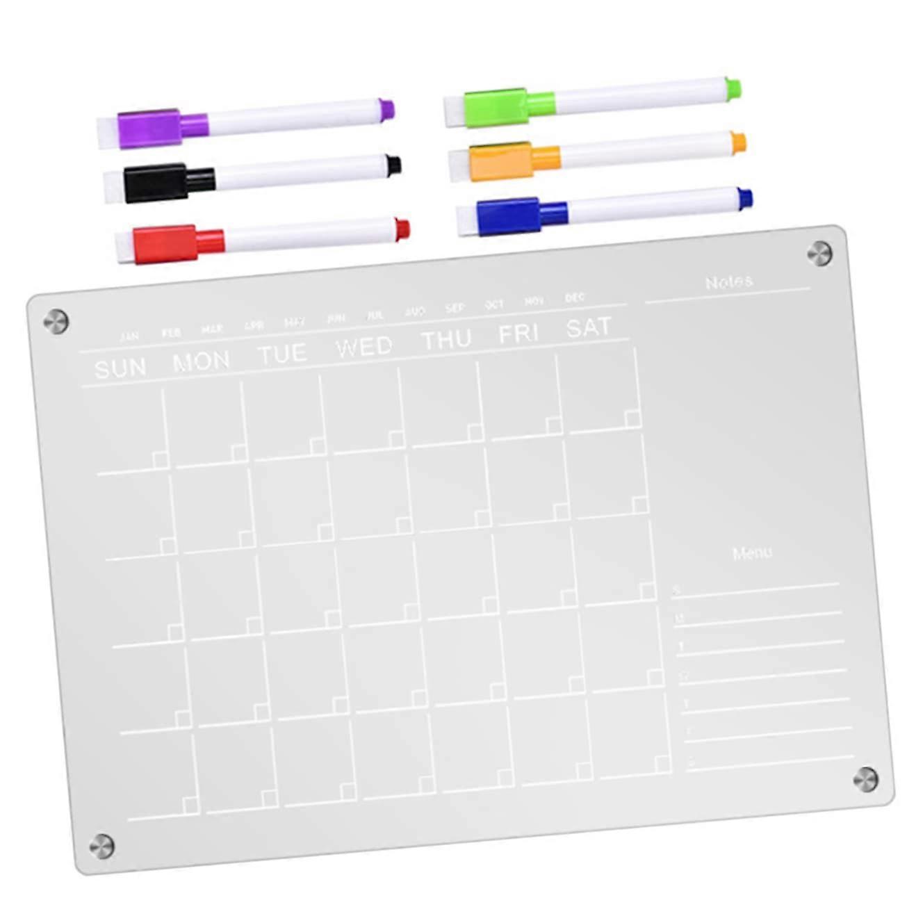 Magnetic Weekly Planner Board Large Size for Refrigerator - Mini Whiteboard Acrylic Memo Office Organizer Transparent