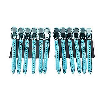 12pcs Professional Hair Salon Duckbill Clip Portable Styling Duckbill Clip for Thick HairBlueYMMR)
