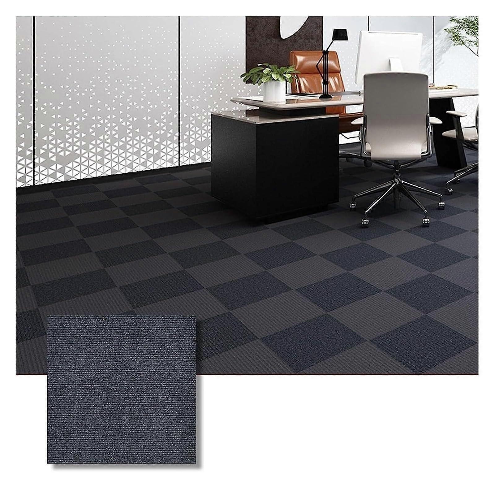 Carpet Tiles Non-Slip Self-Adhesive DIY Floor Tiles 12x12 Inch Dark Gray 15 Pieces Reusable For Home Textiles