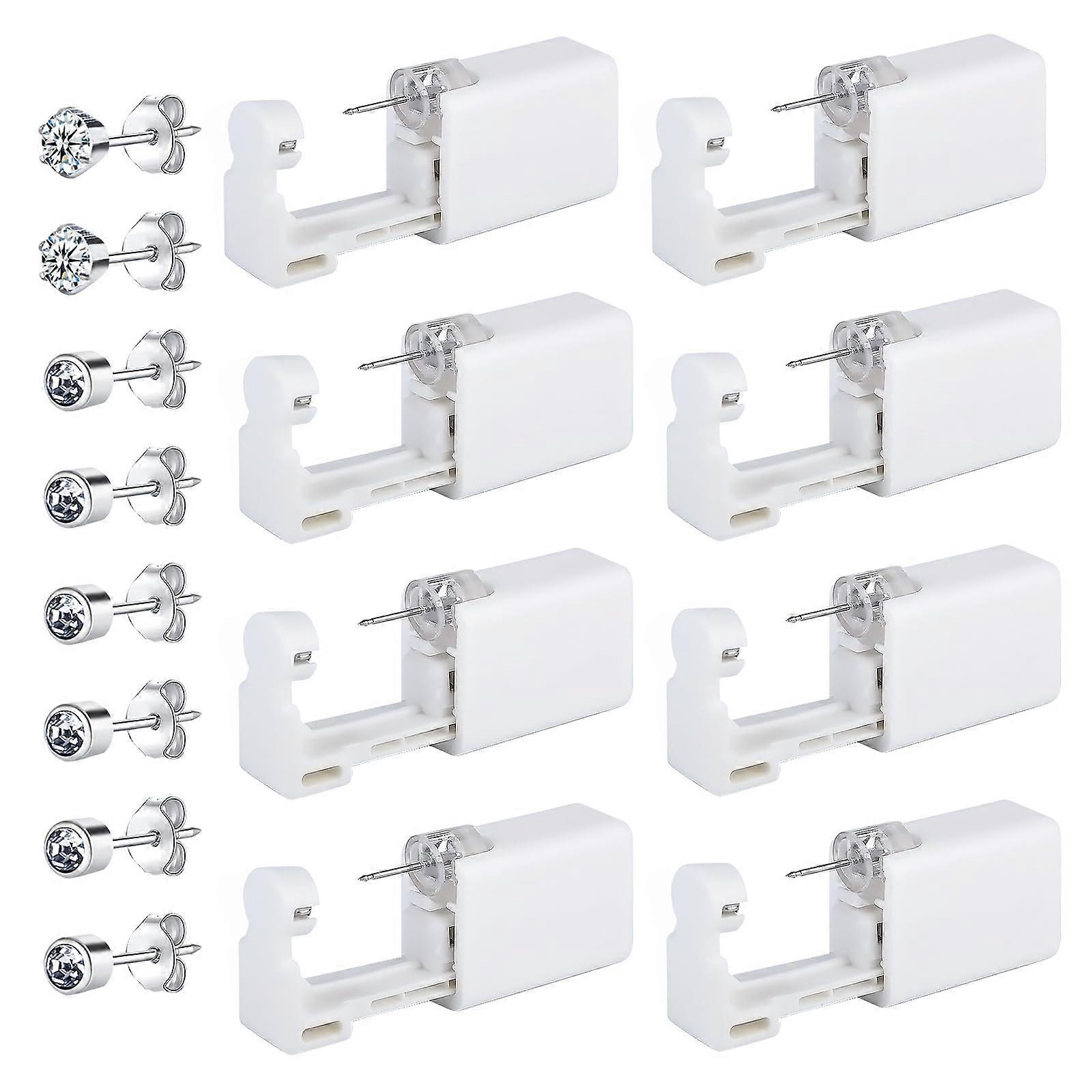 8 Piece Ear Piercing Set with Piercing Gun Tool, Painless Aseptic Piercing Kit, Includes Stud Earrings, Diamond01 Model
