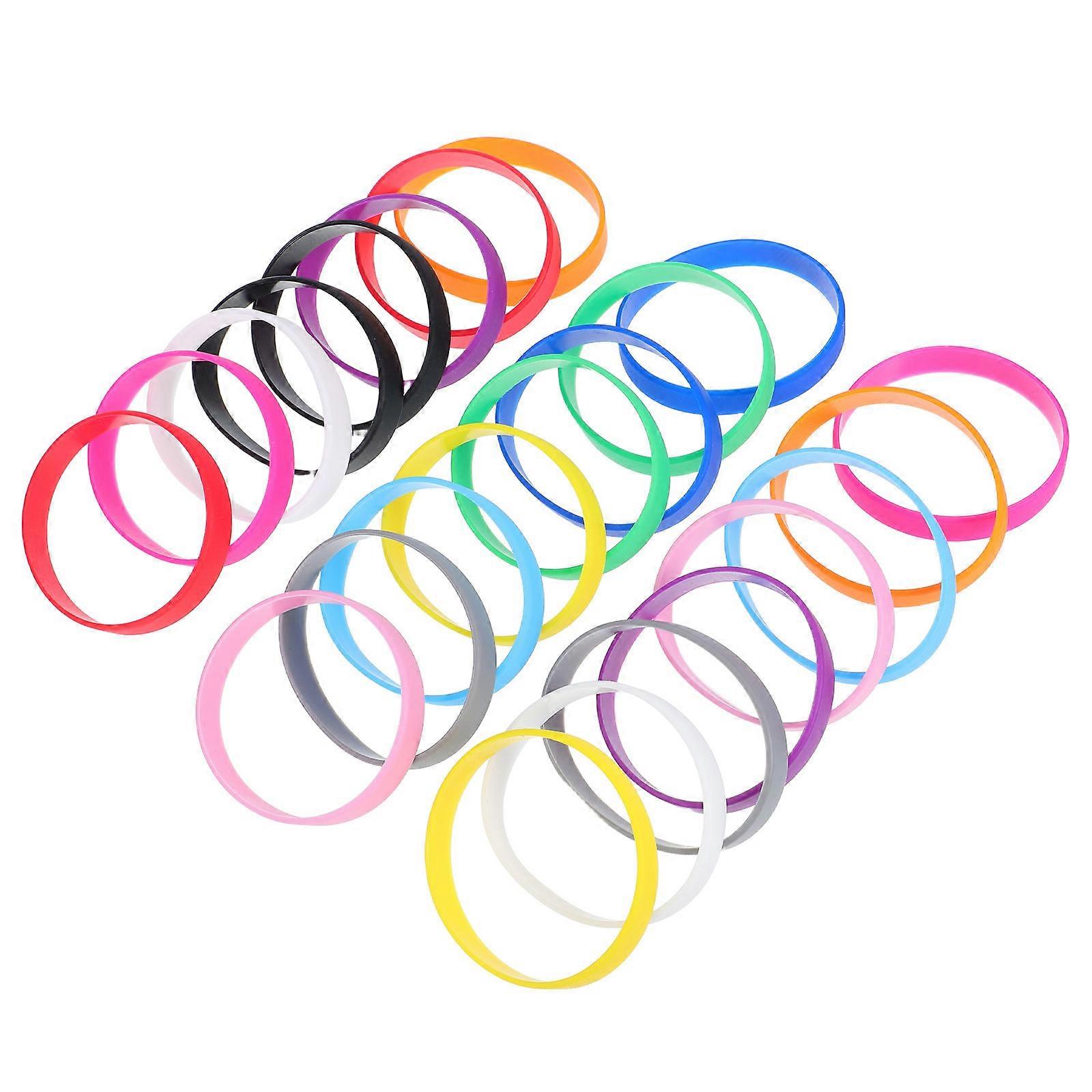 Multicolor Silicone Wristbands for Decoration 24Pcs Comfortable Rubber Bracelets