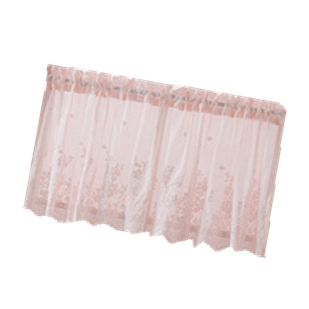 Pink Lace Sheer Curtain Lightweight Decorative Window Curtain for Kitchen Balcony Room Ventilated Design