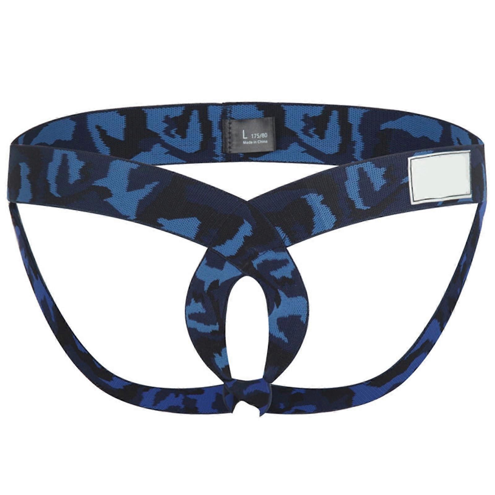 Swimming Trunks for Men Blue Size S Elastic String Thong Jockstrap Costume Underwear