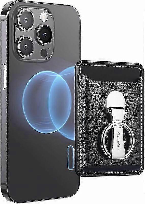 لمحفظة MagSafe ، محفظة هاتف مغناطيسية جلدية مع حامل حامل خاتم ، متوافقة مع حامل بطاقات iPhone 15/14/13/12 Series