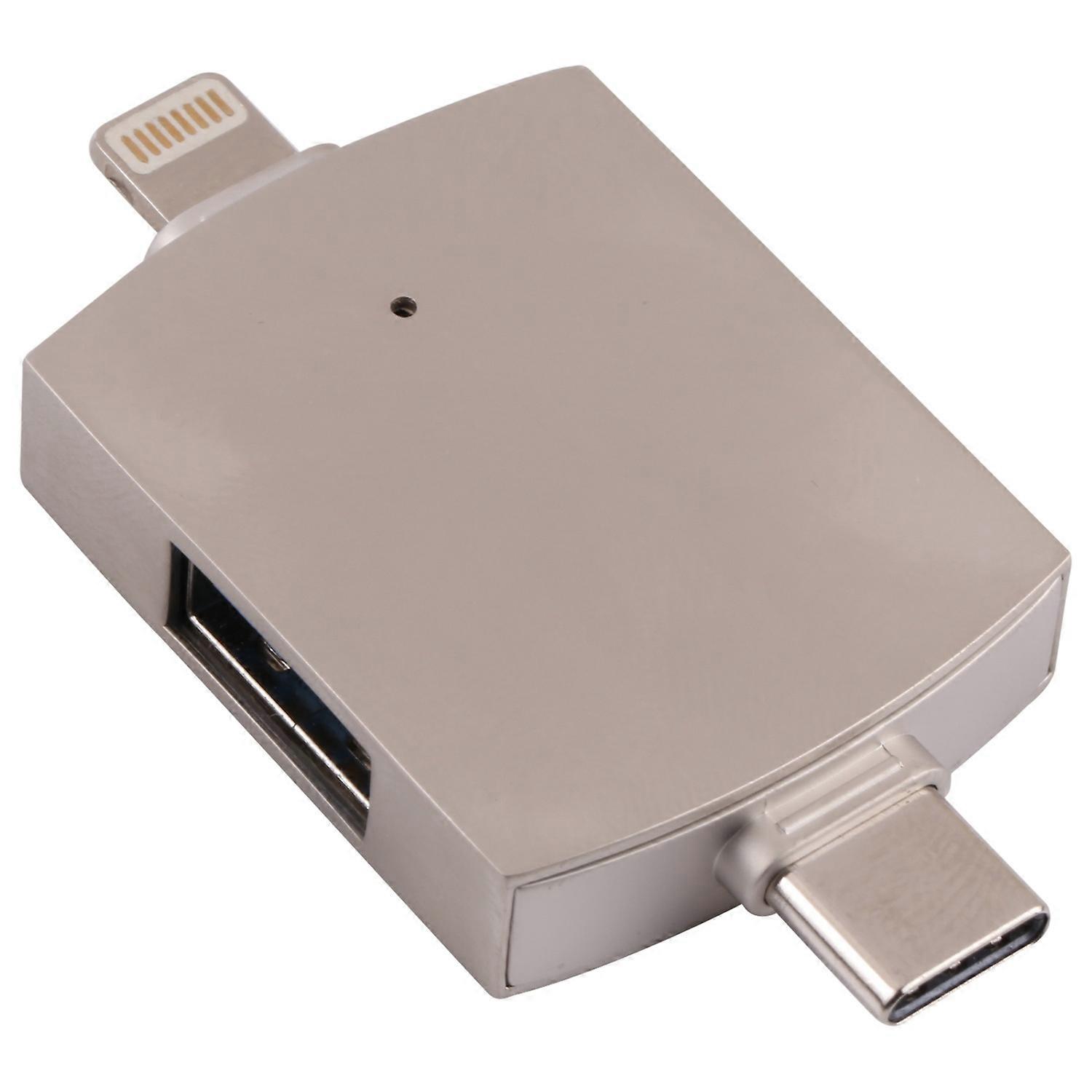 8 Pin + USB-C / Type-C to USB 3.0 + USB OTG Card Reader