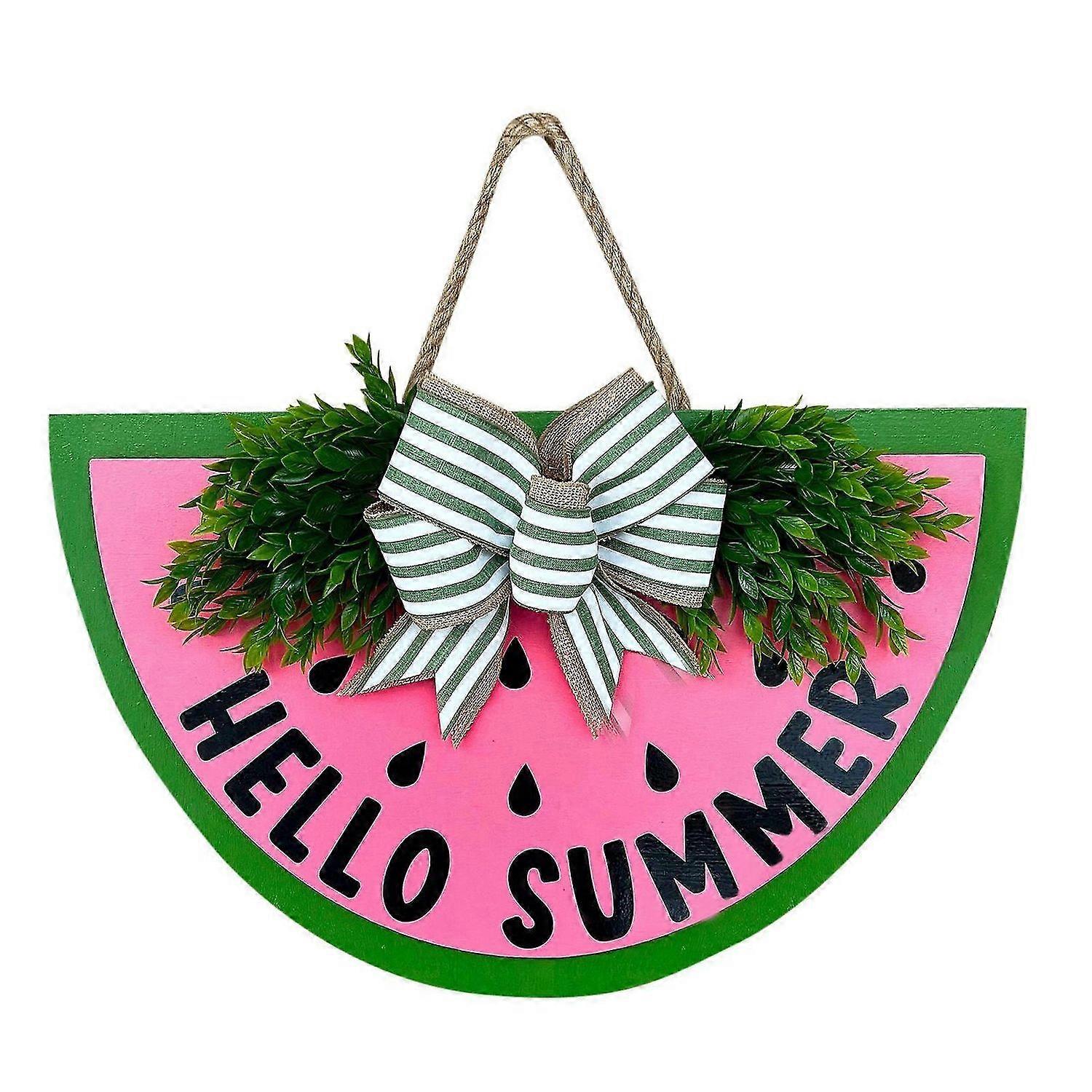 جديد وصول البطيخ باب تسجيل الصيف ترحيب الباب شماعات الخشب الباب الأمامي إكليل ديكور