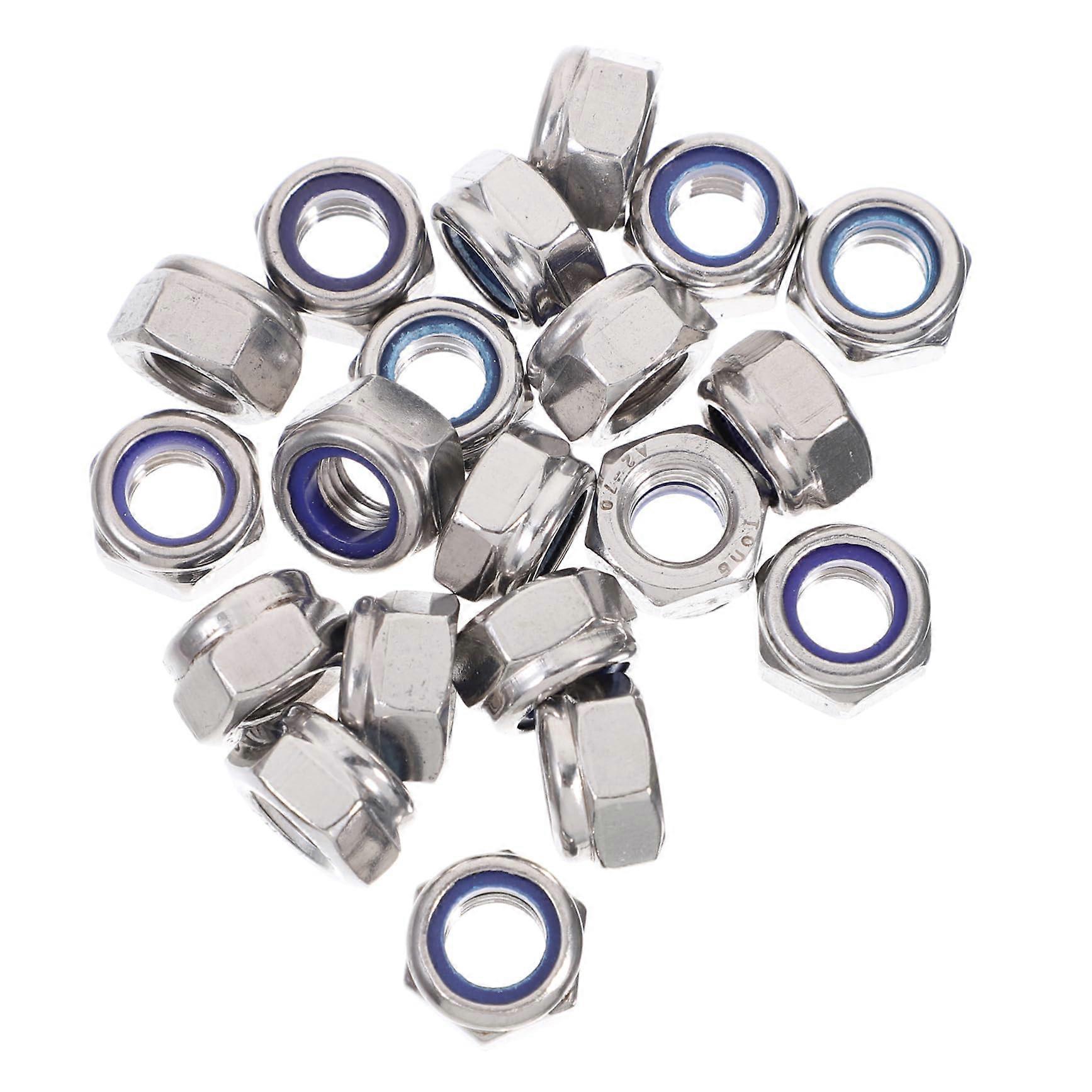 20 Pieces Locking Nuts With Insert Hex Thread For Secure Fastenings Universal For Wood Metal Plastic DIY Projects