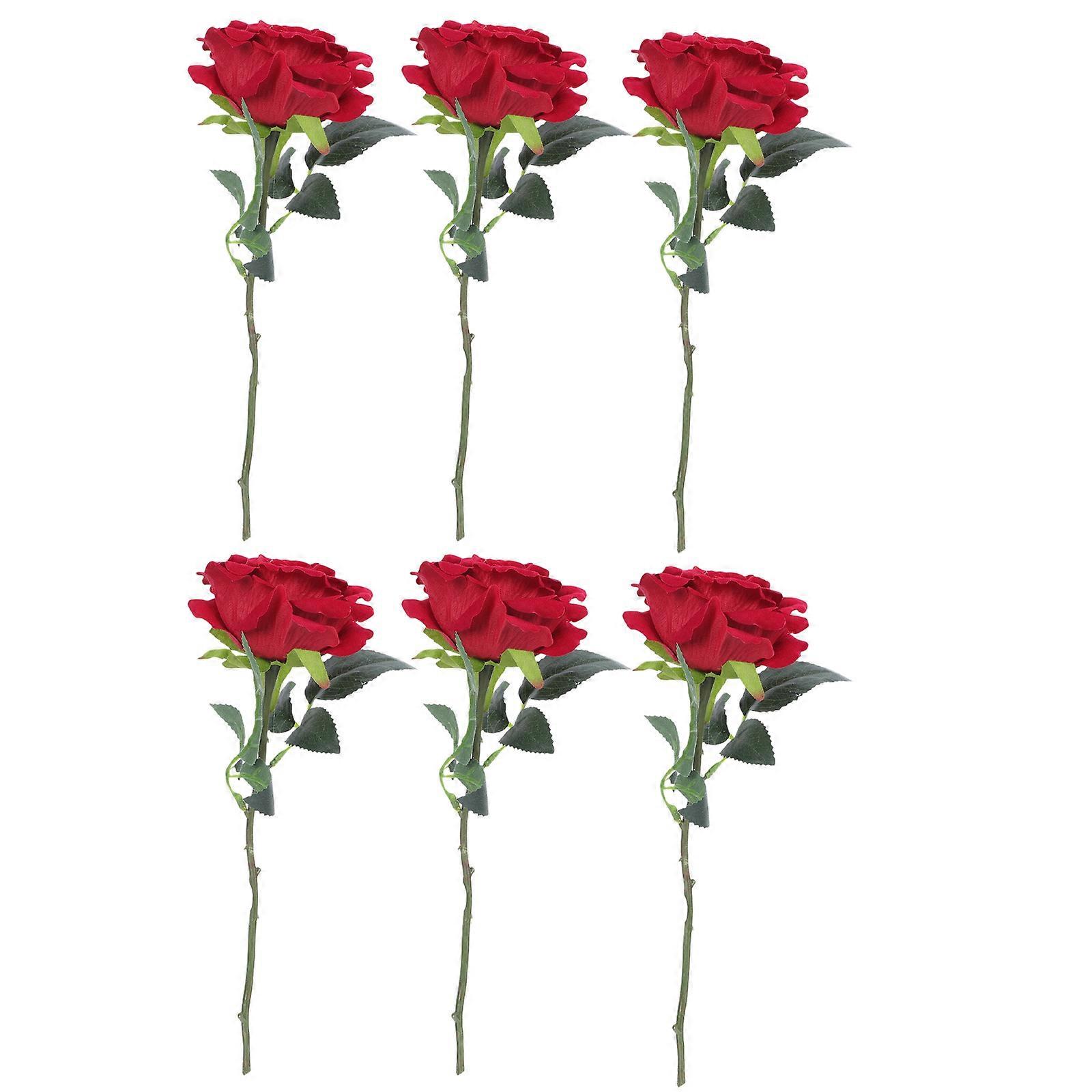 Flower Arrangement Rose Decor Shop Window Display Red Lint Cloth Plastic present Romantic Style 6Pcs