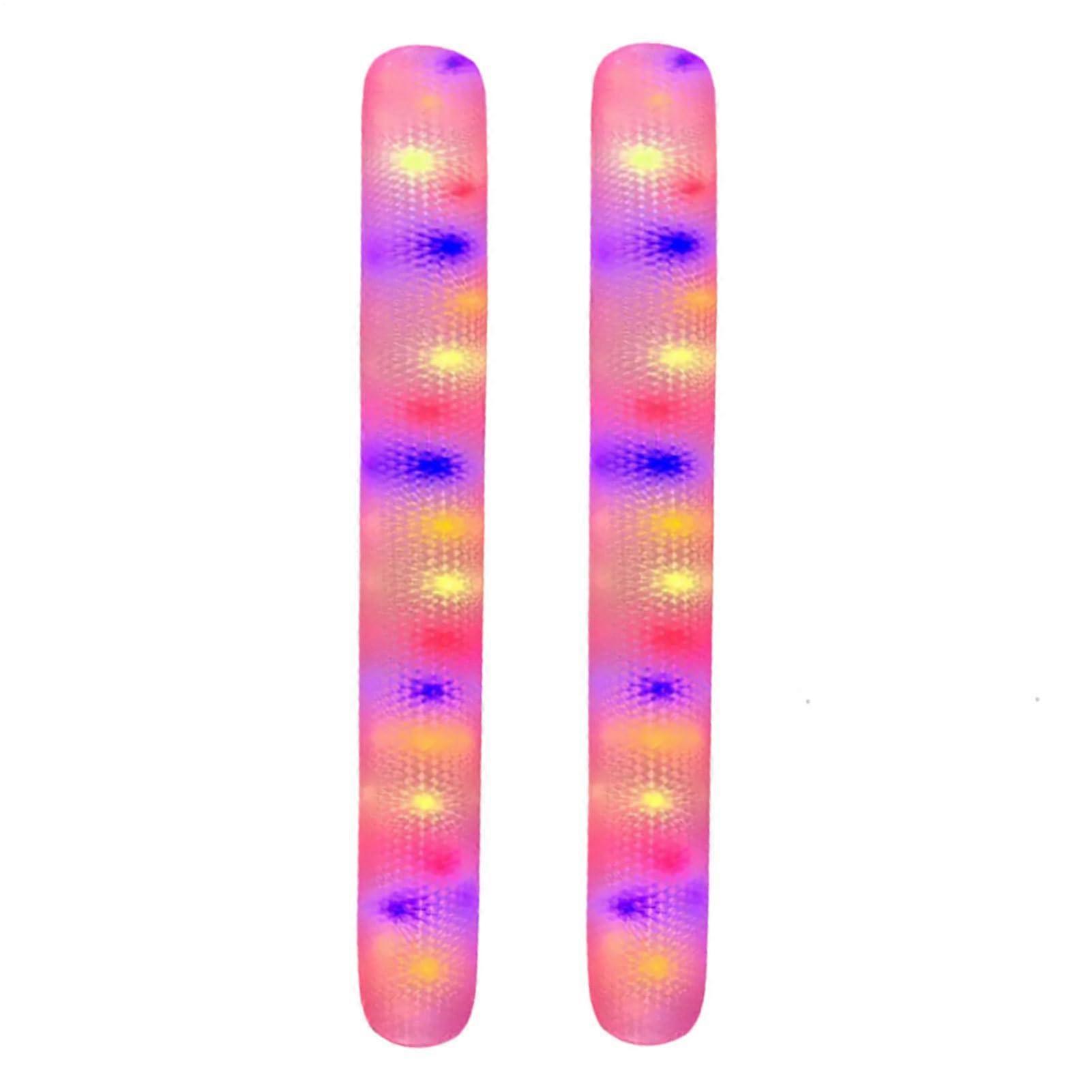 Inflatable Pool Noodles 2-Pack with Colorful LED Lights for Outdoor Swimming, Beach and Party Fun, Rose Design