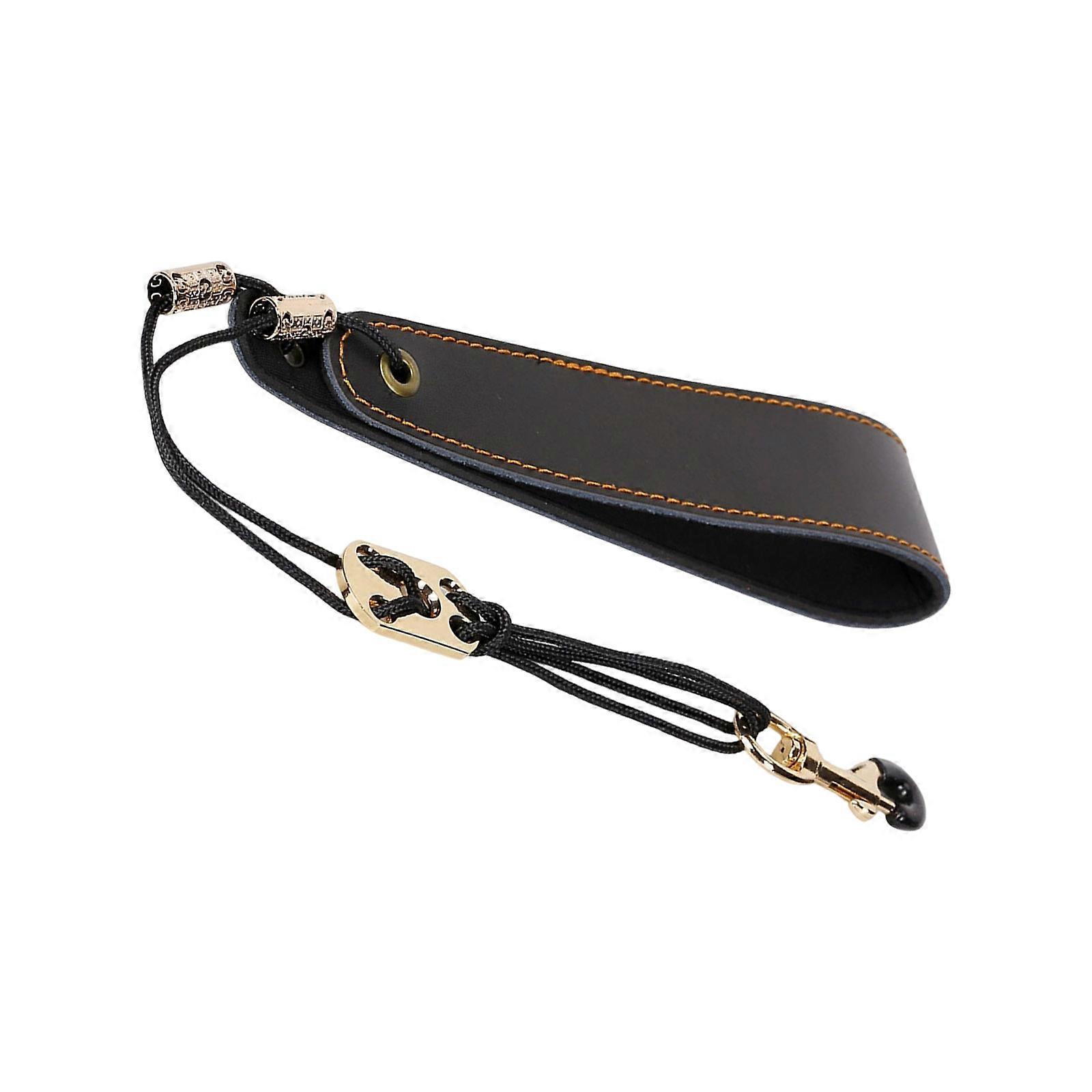 Comfortable Adjustable Saxophone Shoulder Strap Leather Support PU Texture for Clarinet Electric Wind Instruments  Black