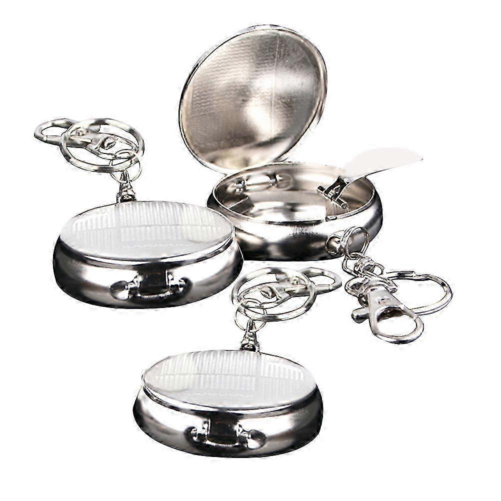 3-Piece Set of Portable Mini Pocket Ashtrays, A Circular Key Chain Ashtray