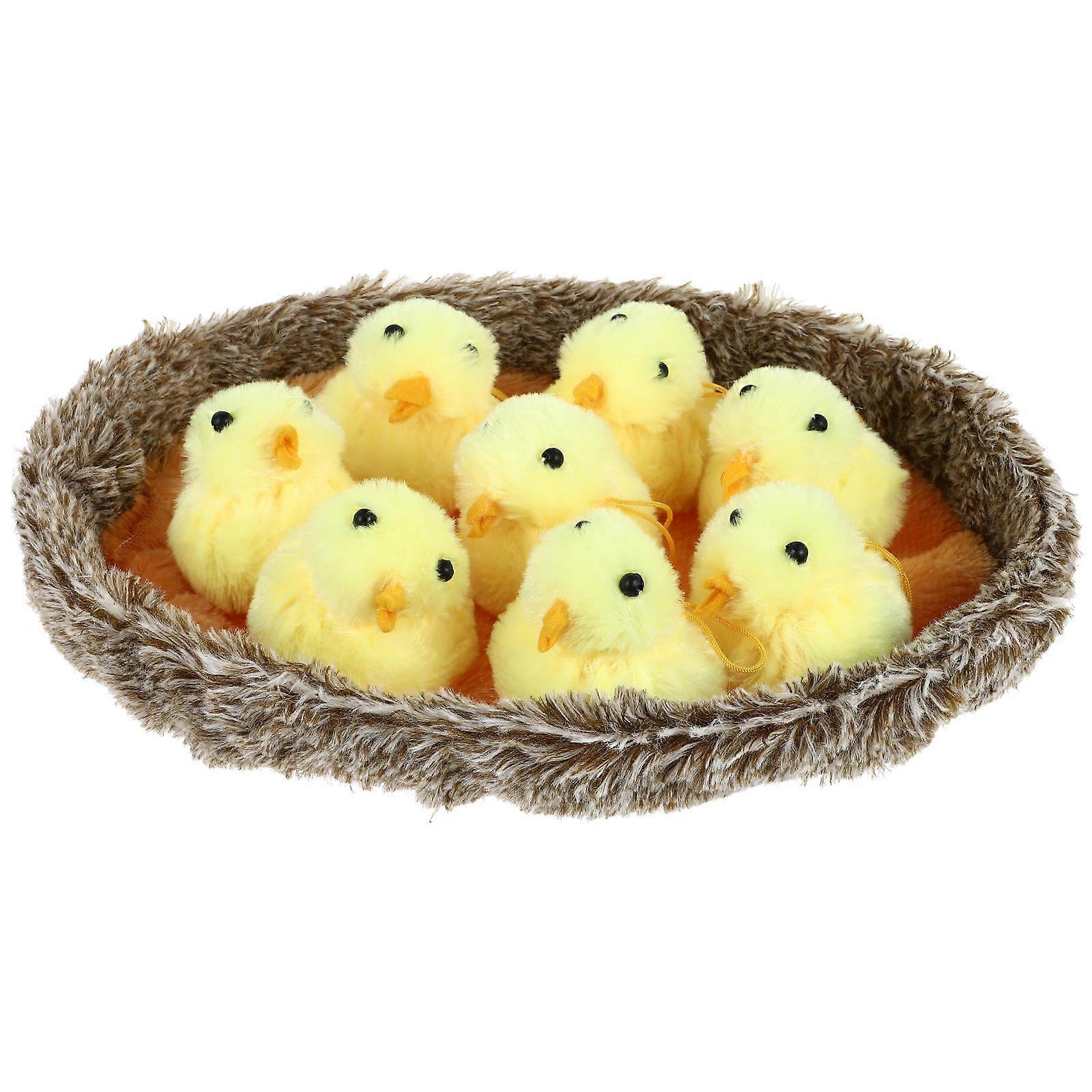 Yellow Mini Chick Decoration Set – Adorable Chick with Nest for Easter, Birthdays, Home Decor – Lifelike Design for Festive Atmosphere
