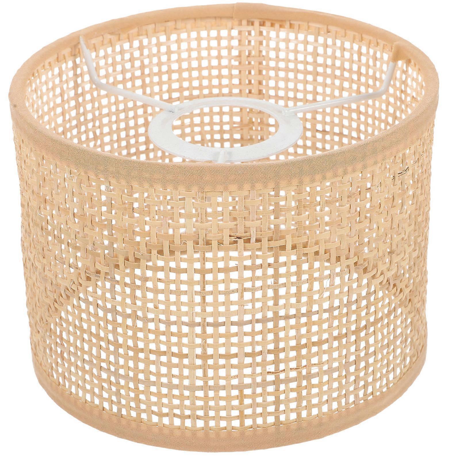 Weaving Craft Lampshade Room Decoration Bedroom Use Dustproof Elegant Appearance 16X16X12CM Rattan Iron Simple Structure 1Set