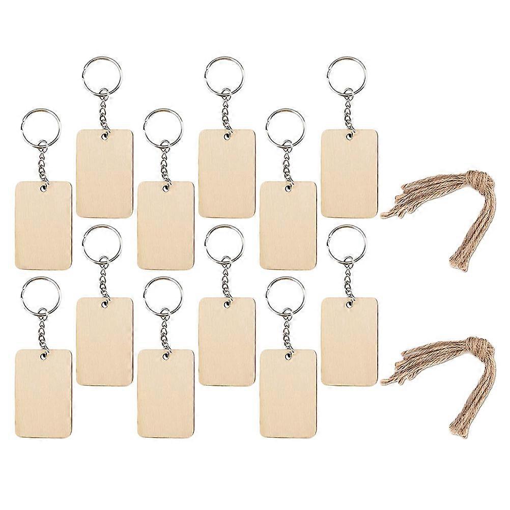 60pcs DIY Blank Wooden Keychain Pendants Kit – Durable & Lightweight Keyring Blanks for Creative Arts and Crafts Projects