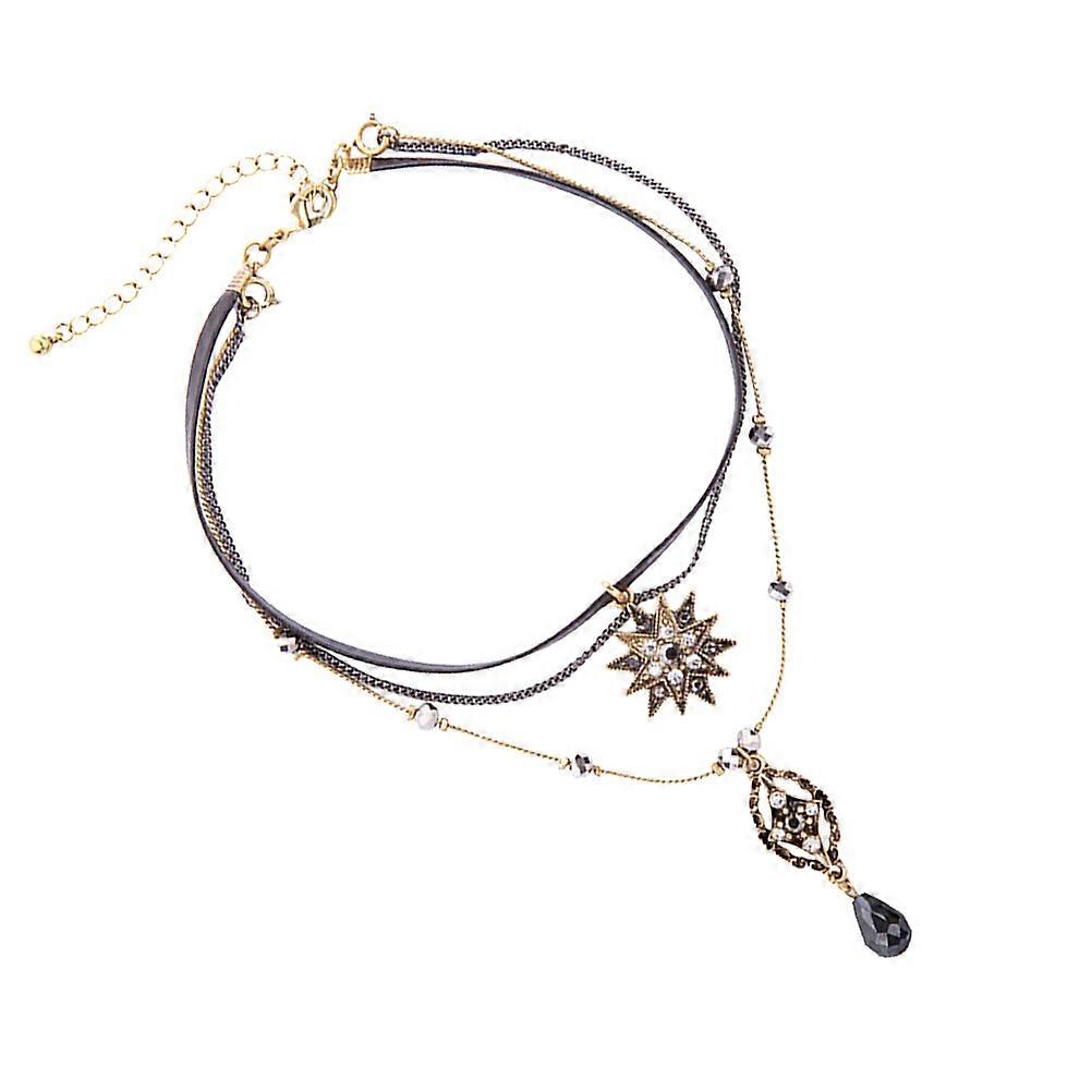 Multilayer Choker Necklace Delicate Details Festival Accessory Random Color Alloy 1Pc