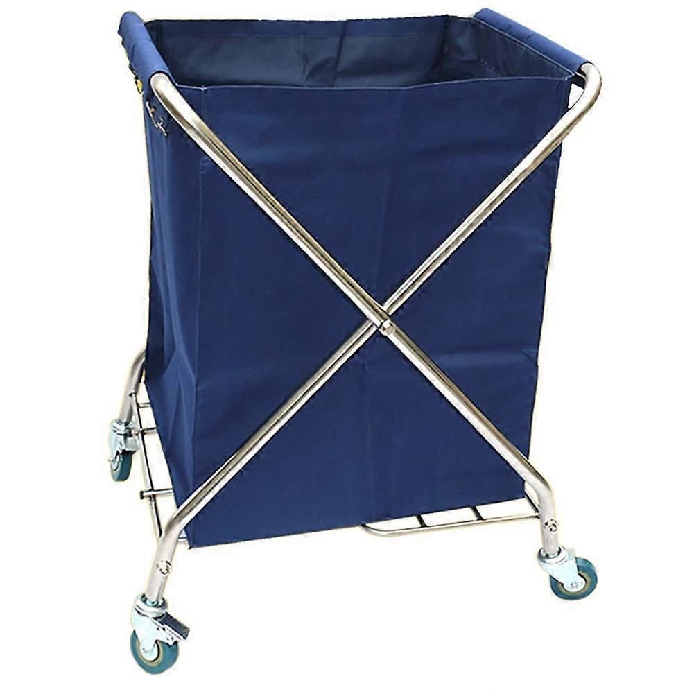 Folding laundry cart with brake wheel, Folding sorting cart, Hotel Collection Rolling Room Service Cart, /Blue/65,55,90cm, , Blue, 65 * 55 * 90cm