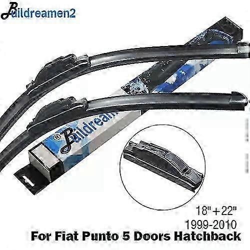 Windscreen Wiper Blade with Rubber for Fiat Punto 1999-2016 - Compatible Buildreamen2 Car Accessories for Pinch Tab & Hook Arms