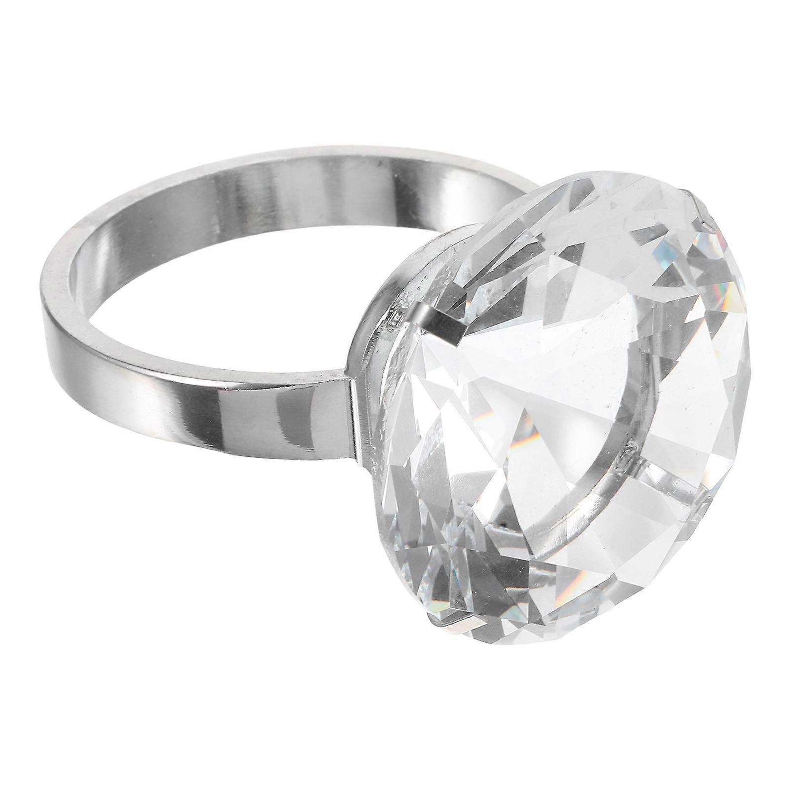 Transparent Diamond Ring Desktop Ornament for Home or Office Shelf Decoration Smooth Surface Gemstone Figurine Craft Display