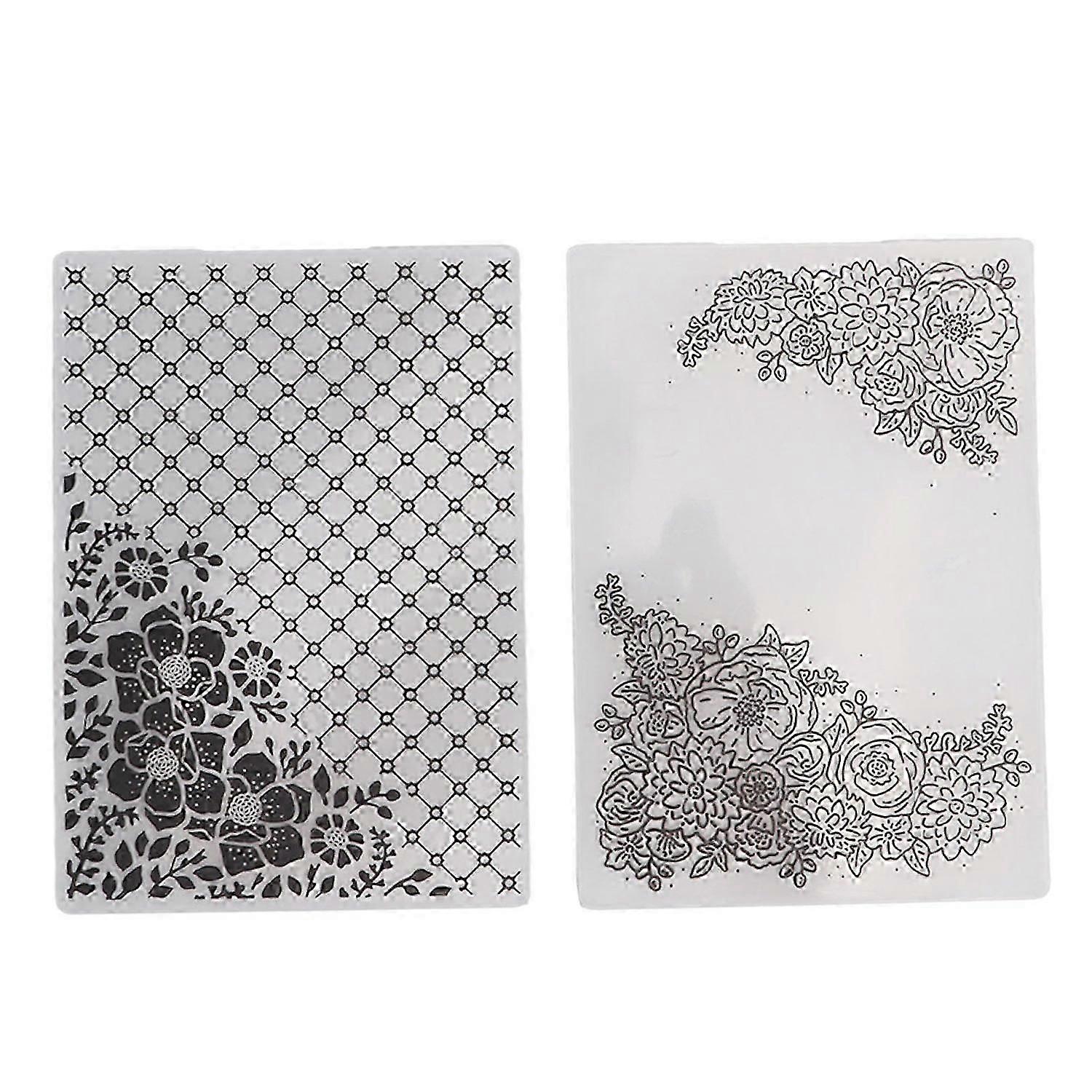 2Pcs Plastic Embossing Folder Clear Concave Convex Texture DIY Craft Template