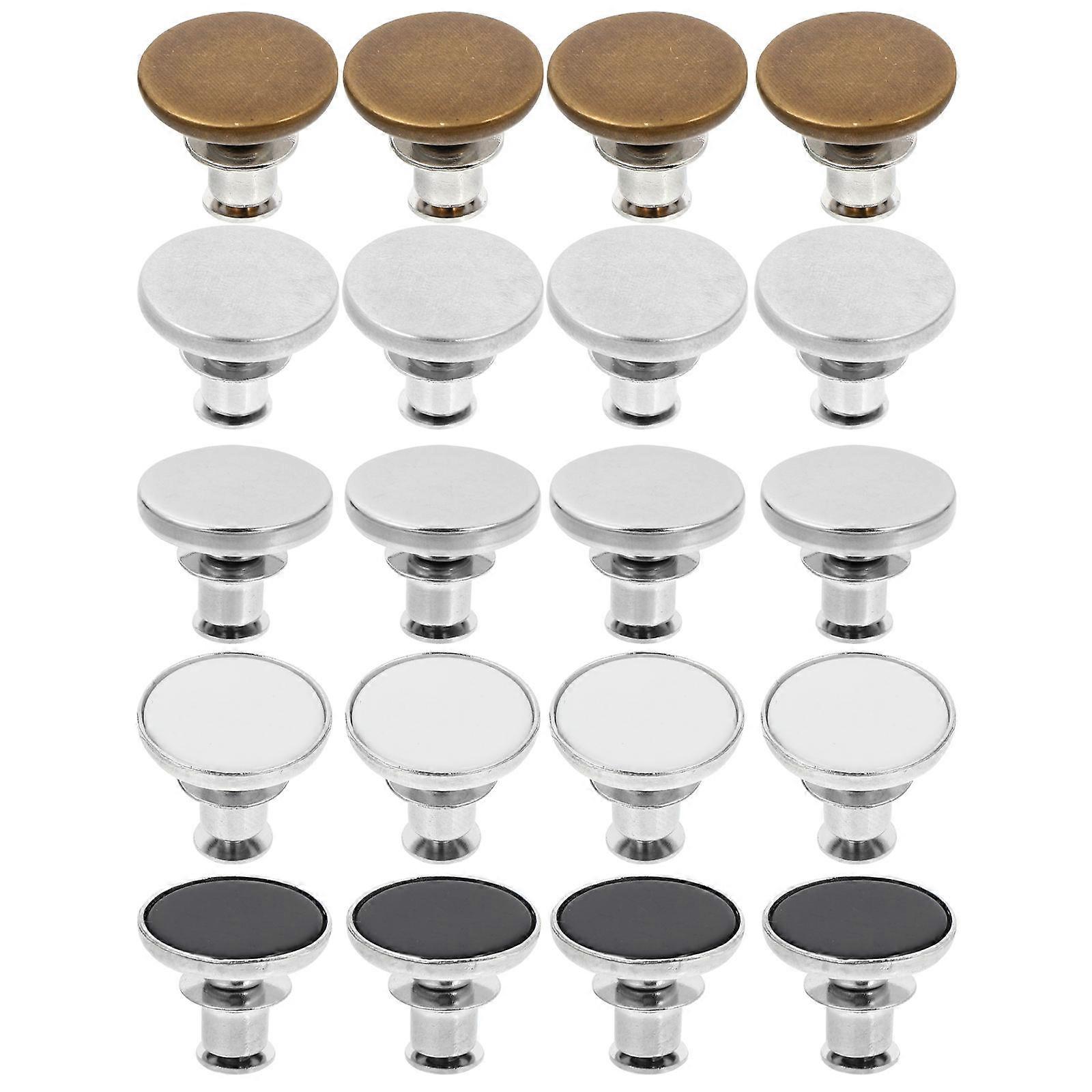 Durable Metal Jean Buttons for Jeans Adjustable Nail-Free Waist Buckle 20 Pieces