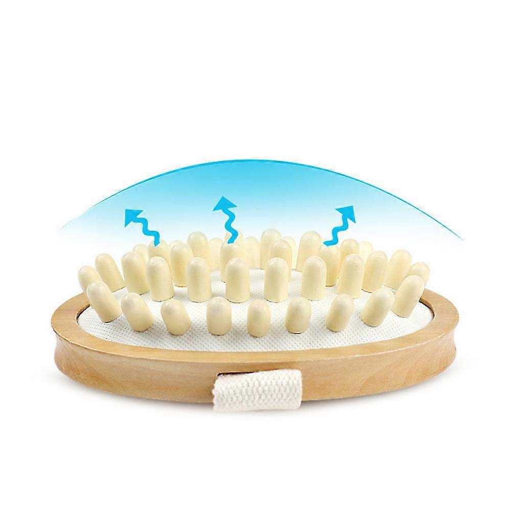 Wooden SPA Massager Soft Bristle Cushion Body Brush for Home Use Brown 30cm Synthetic Material