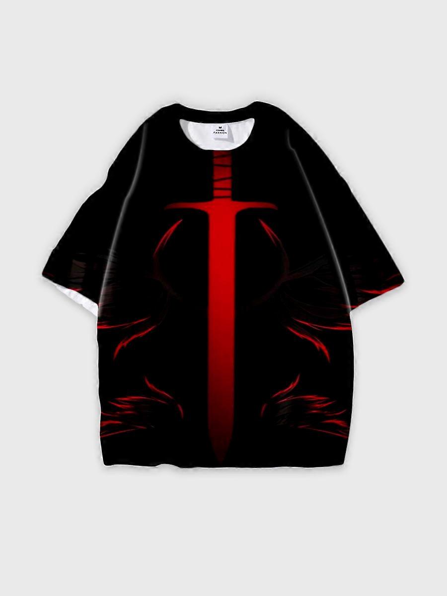 T-shirt round neck Pattern loose short sleeve C2729