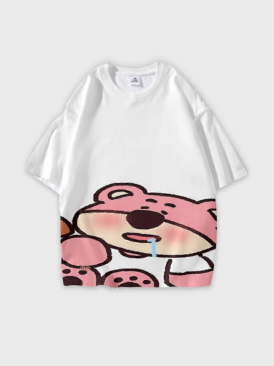 T-shirt round neck Pattern loose short sleeve C810