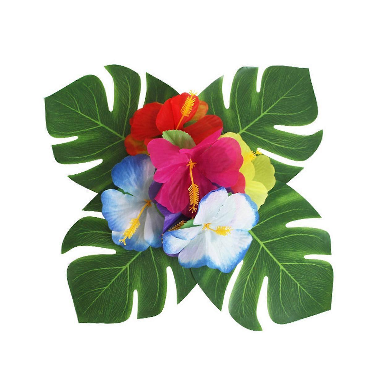 30 Pcs Assorted Color Monstera Leaf Set for Decoration Create Tropical Atmosphere with 8 Inch Cloth