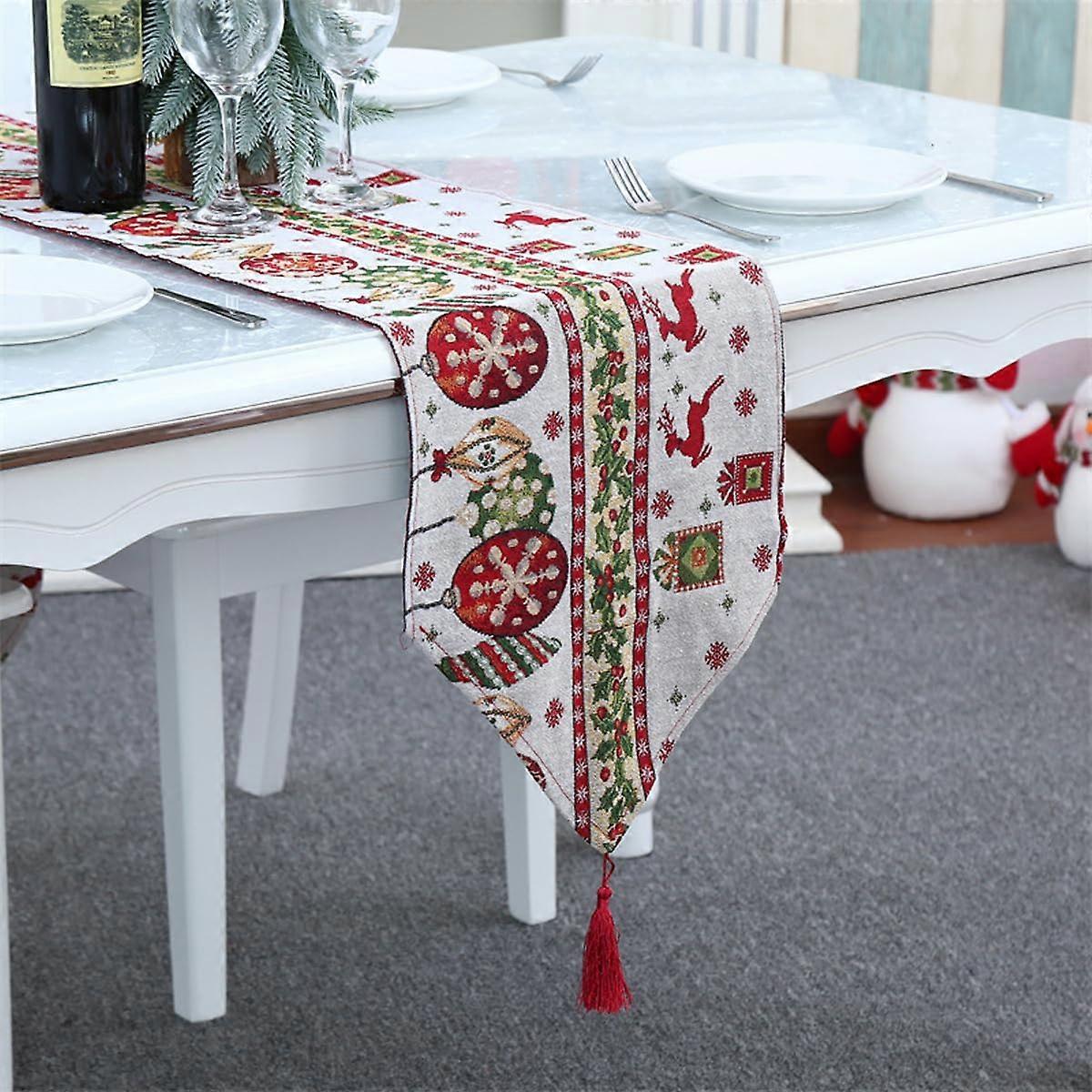 Christmas table runner, 180x35cm, red, waterproof, wipeable, polyester, festive
