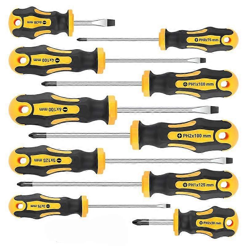 10PCS Repair Tools Set-Magnetic Precision Screwdriver Kit with Phillips and Flat Head Non-Slip Handle Screwdriver Tool Set