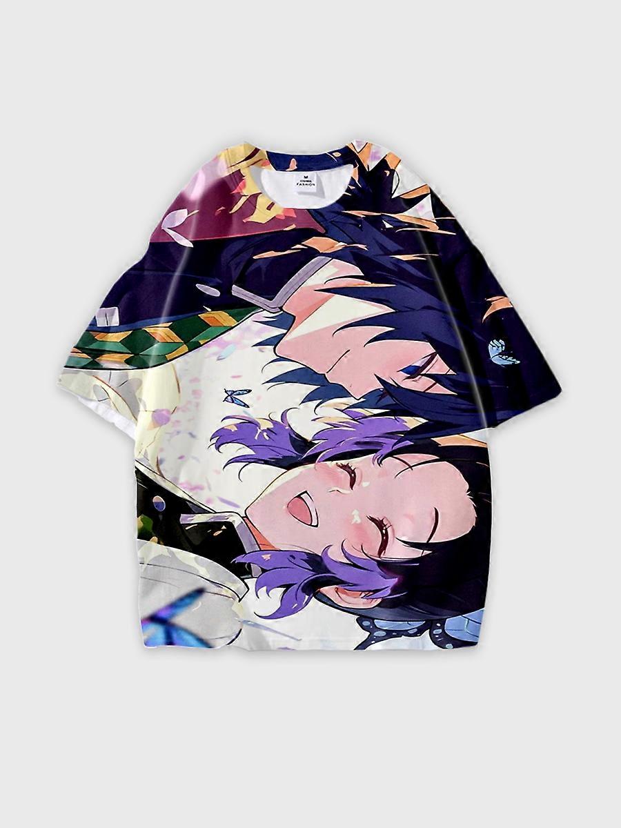 T-shirt round neck Character Pattern loose short sleeve P1955