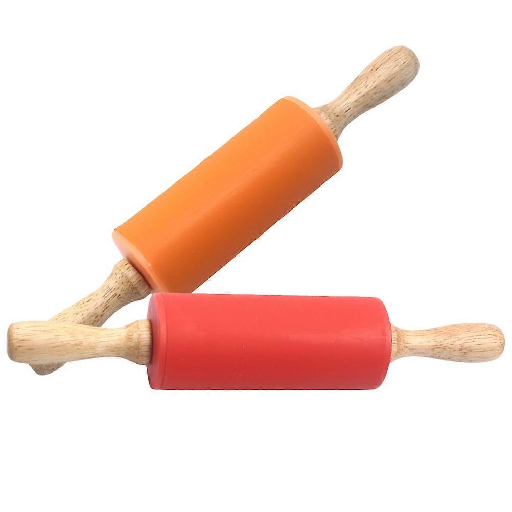 2pcs Silicone Rolling Pin Dough Roller For Baking For Fondant Cookies Pizza And Dumplings Colors