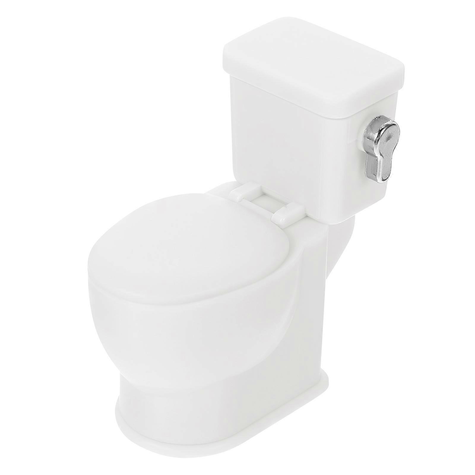 Dockhus Miniatyr Badrum Toalettleksak med Mini Spolfunktion 1 Set