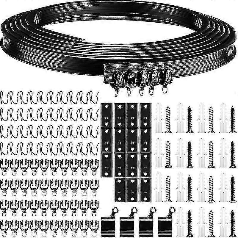 5M Black Bendable Ceiling Curtain Track Flexible Curved Rail for DrapesEdition 0724