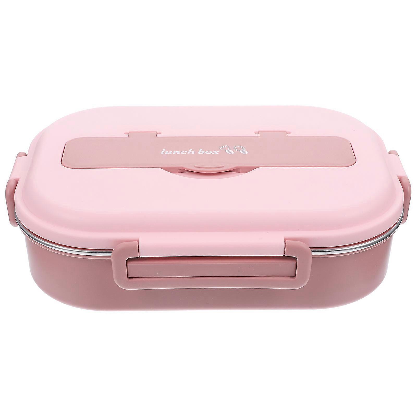 Divided Snack Box Bento Container Food Box Leakproof Odorless Portion Control Balanced Diet Planning Pink 26x17x6 Cm 1300ml 1Set