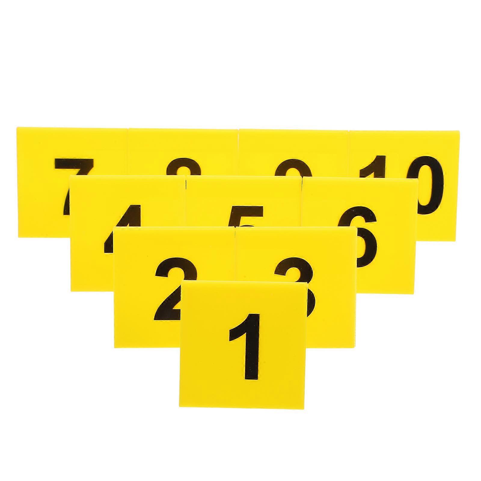 10Pcs Acrylic Table Number Signs Double Sided Design For Restaurant Tables Yellow For