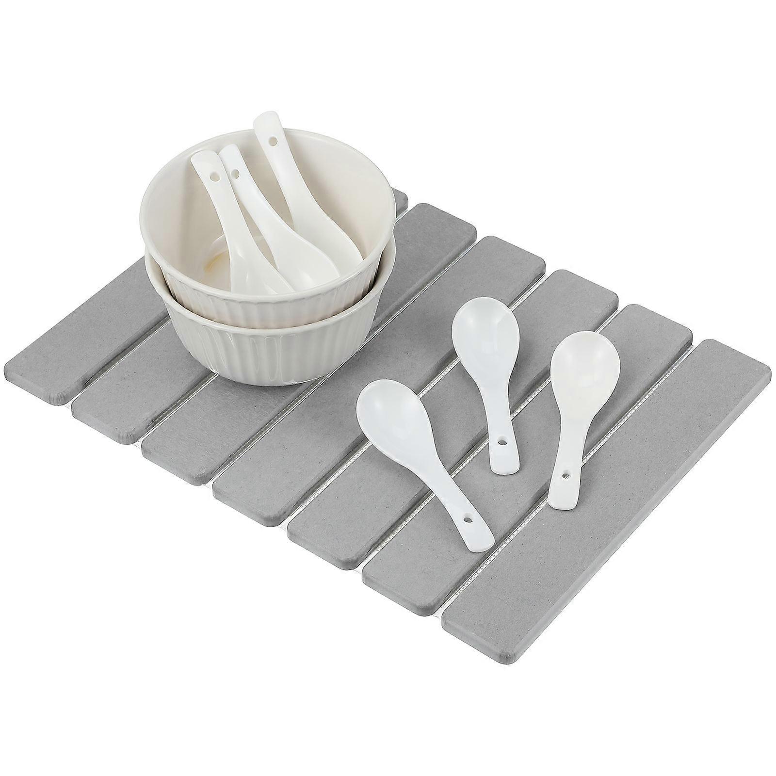 Non Slip Foldable Dish Drying Mat for Kitchen Counter Super Absorbent Diatomite Pad for Efficient Drainage and Easy Maintenance
