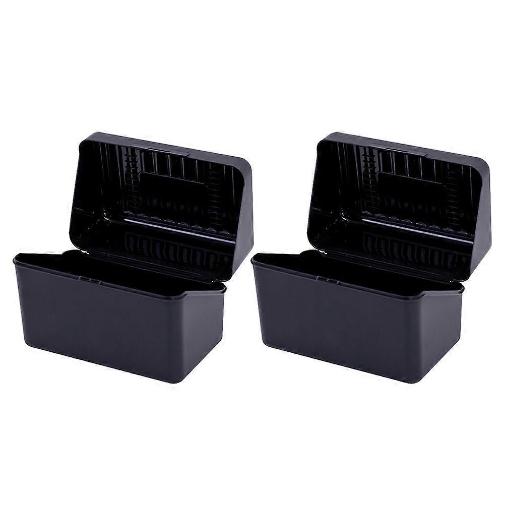 Plastic Business Card Holder for Desktop Storage Black 2Pcs