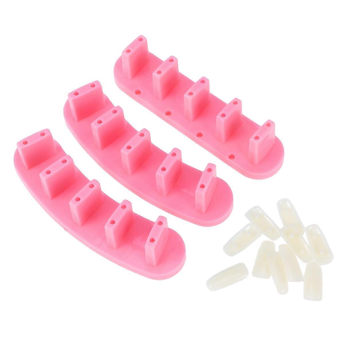 Nail Display Stand for Nail Art Training and Parties with 3pcs Plastic Lotus Seat Rack and 10pcs