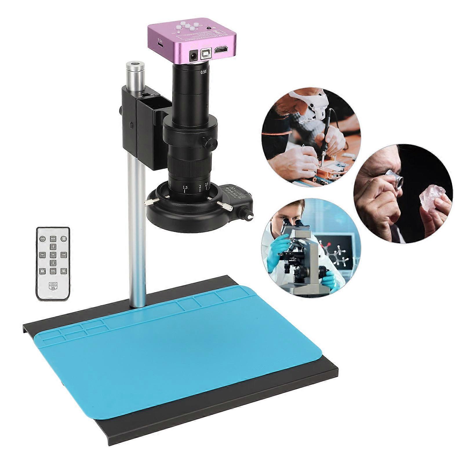 51MP Microscope Camera 180X C Mount Lens 1080P Video Industrial Digital Microscope Camera Kit with LED Light 100‑240V EU Plug 