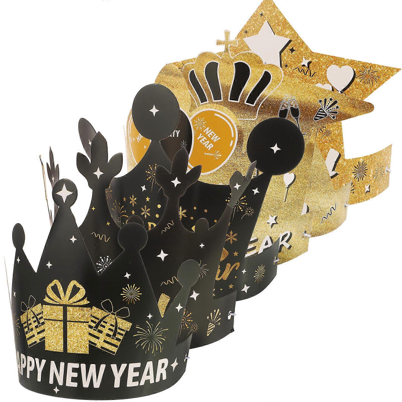 New Year Themed Paper Crowns 12Pcs For Kids Classroom Activity Unique Decorations Assorted Color