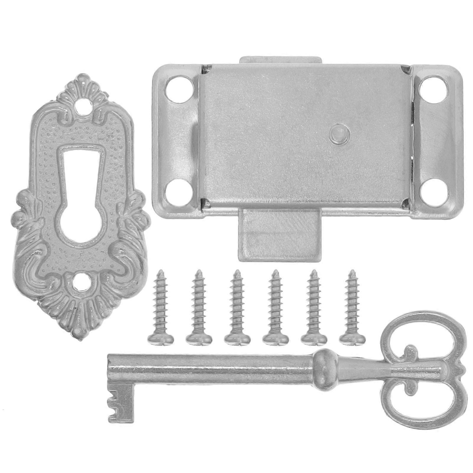 Retro Drawer Lock 1 Set Security Solution With Simple Operation For Furniture Featuring Durable Silver Material