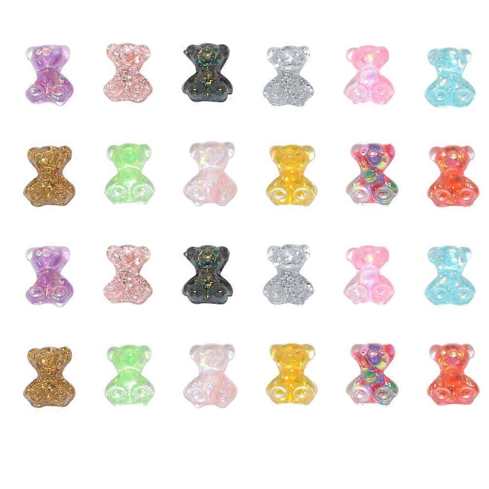 Creative Resin Bear Nail Decals for Nail Art Assorted Color 100pcs
