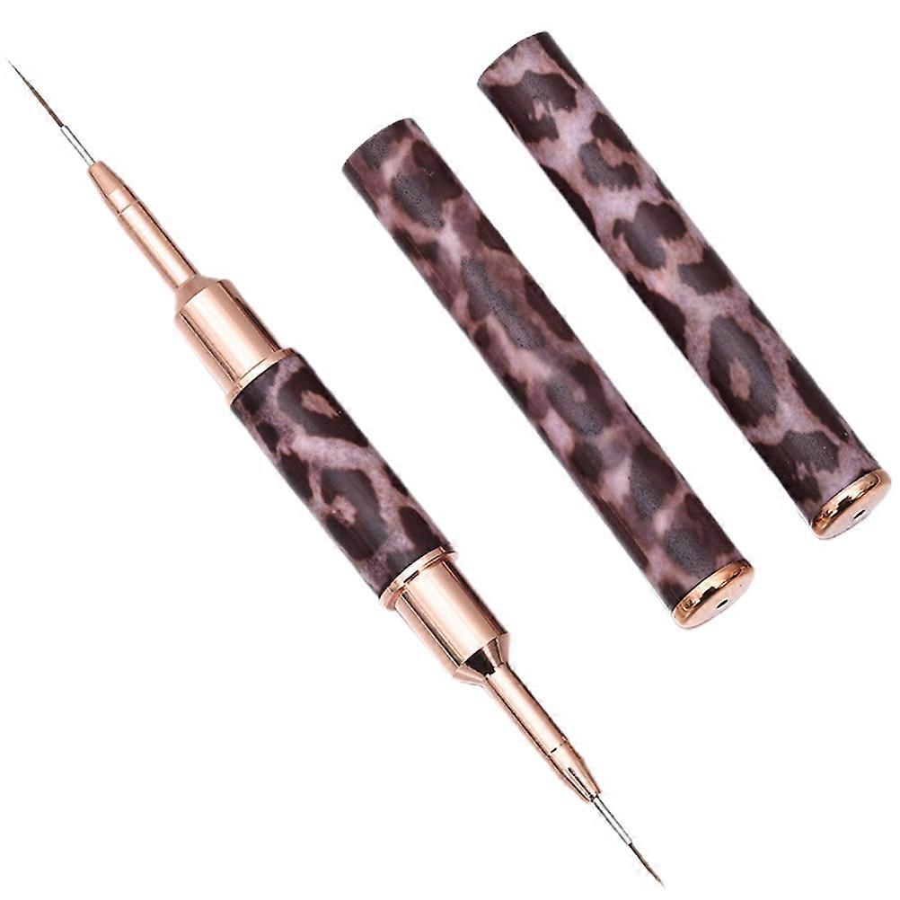 Leopard Double End Nail Art Brush for Painting Metal Comfortable Grip Easy to Use 0.35mm Tip