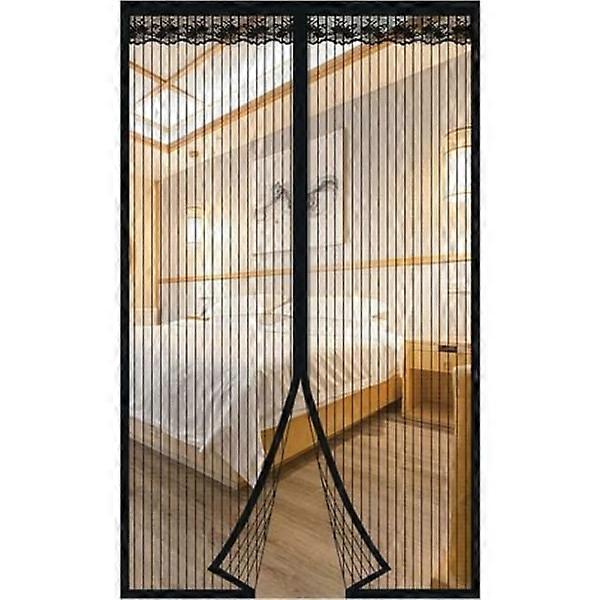 Magnetic Mosquito Net for Door, Magnetic Seal from Top to Bottom, Automatic Closing, Keeps Fresh Air Inside (110x220cm, Black