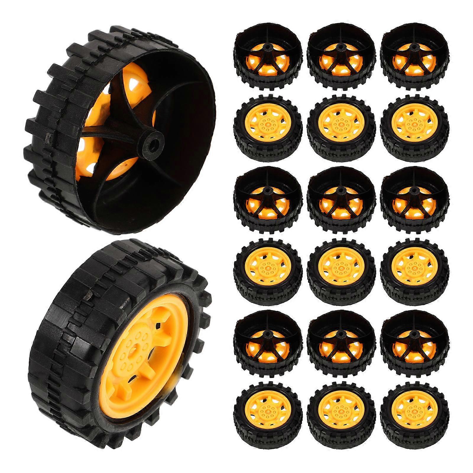 32pcs Plastic Car Wheels for DIY Model Assembly, Science Projects & Educational Play – Includes Axles, Enhances Hand Eye Coordination