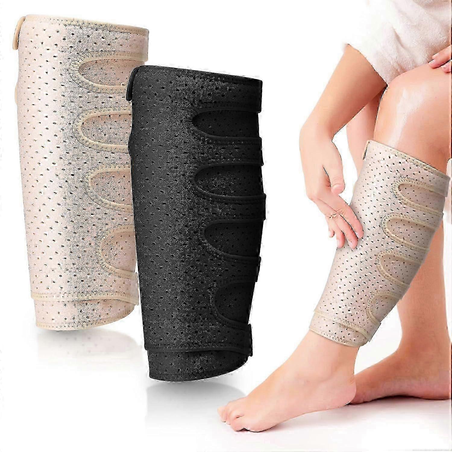 2 Pcs Vitello Compressione Wraps Per Le Gambe Regolabili 5 Cinghie Gambe Wraps Per Linfedema Gonfio