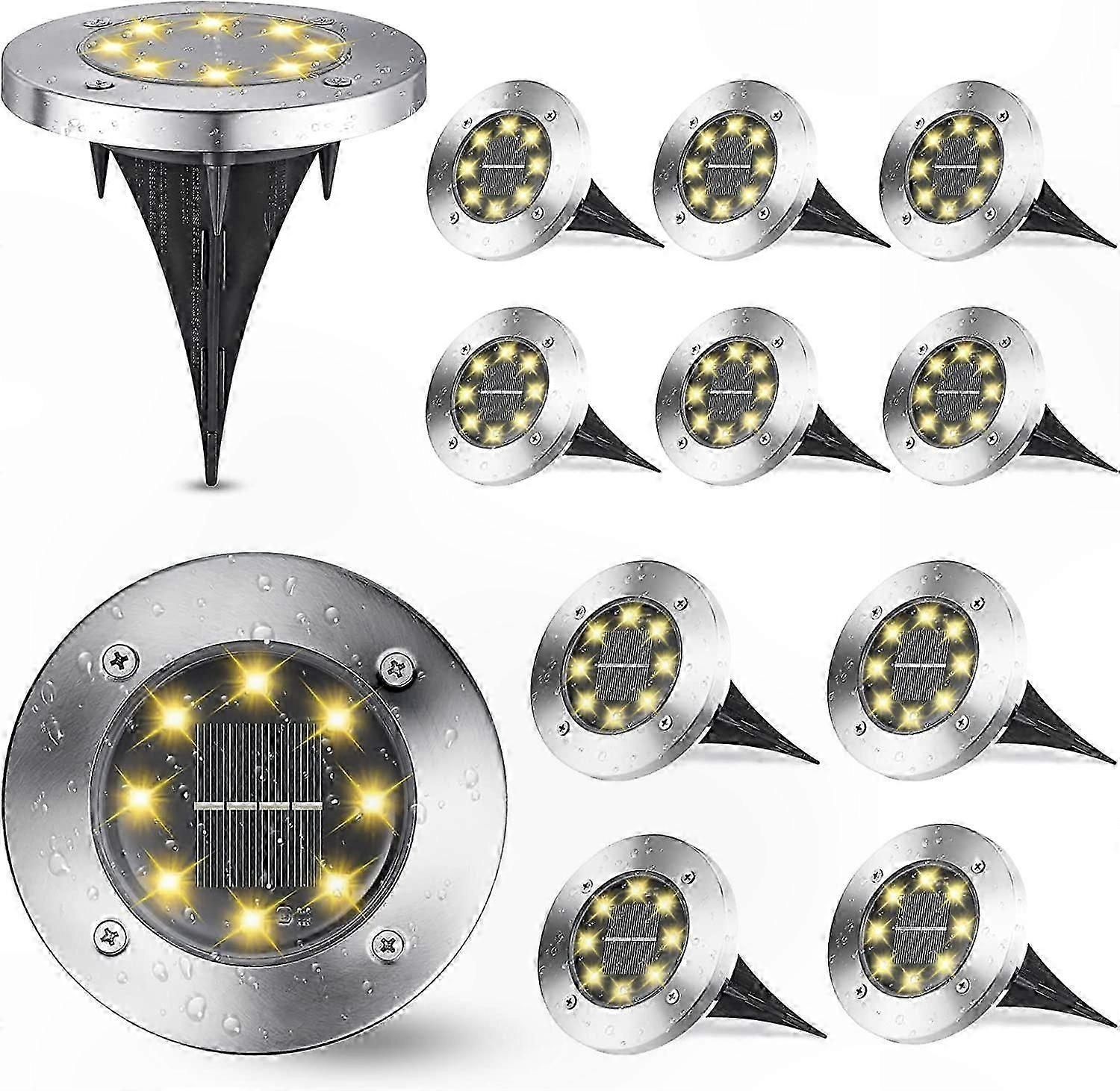 Solar-Powered Pathway Lights, Warm White LED Outdoor Lighting (Set of 12)