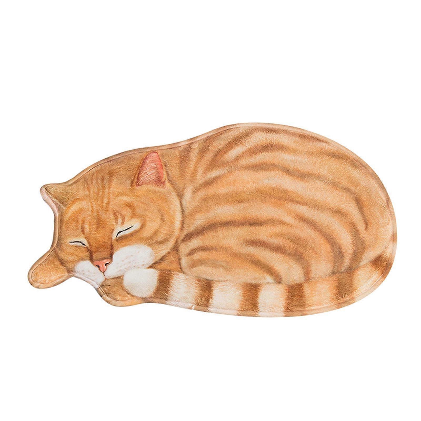 Fleece bath mat in cat shape, soft and absorbent, nonslip, washable (B, 40x76cm)